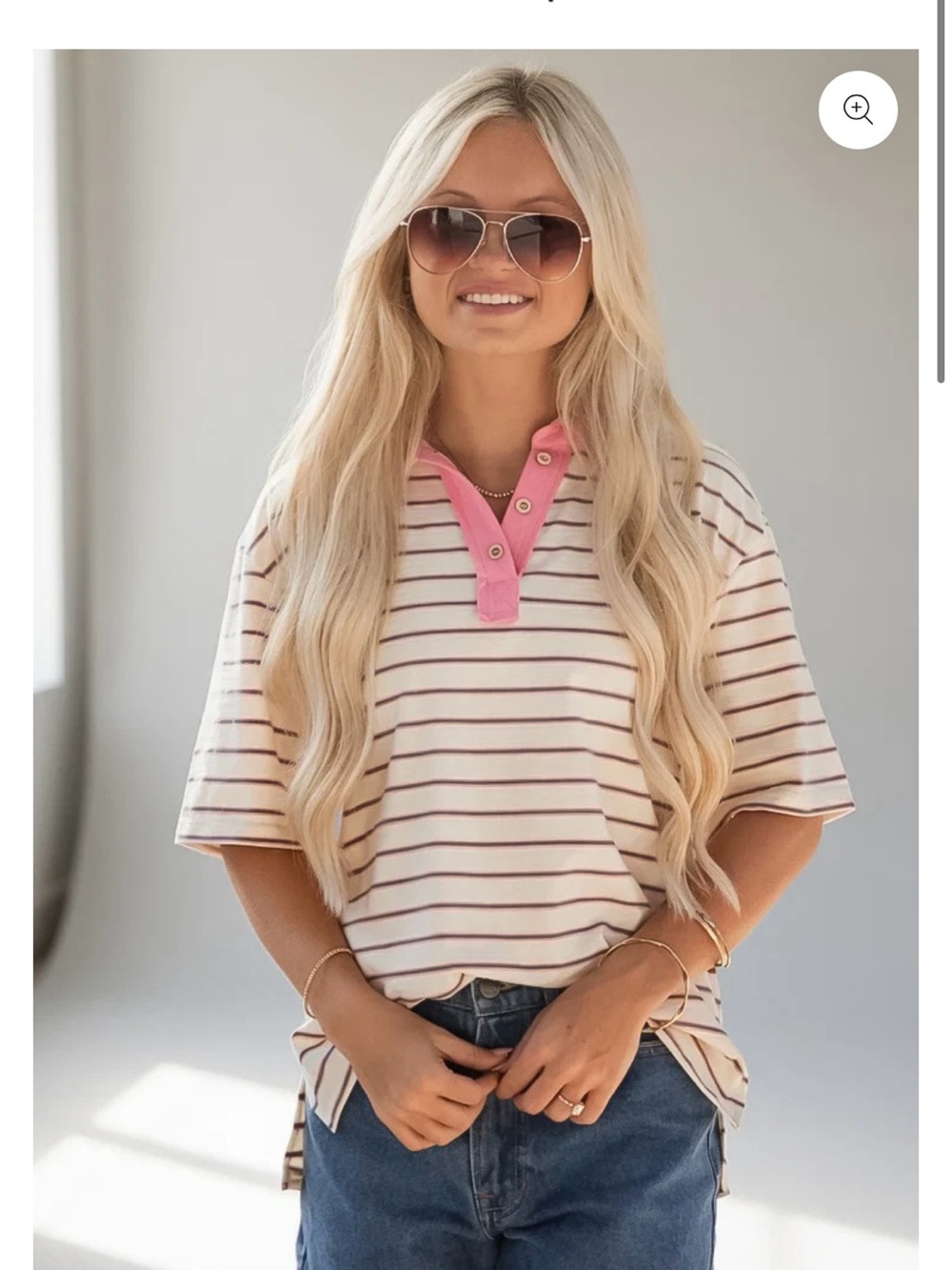 Back On Campus Stripe Collared Top